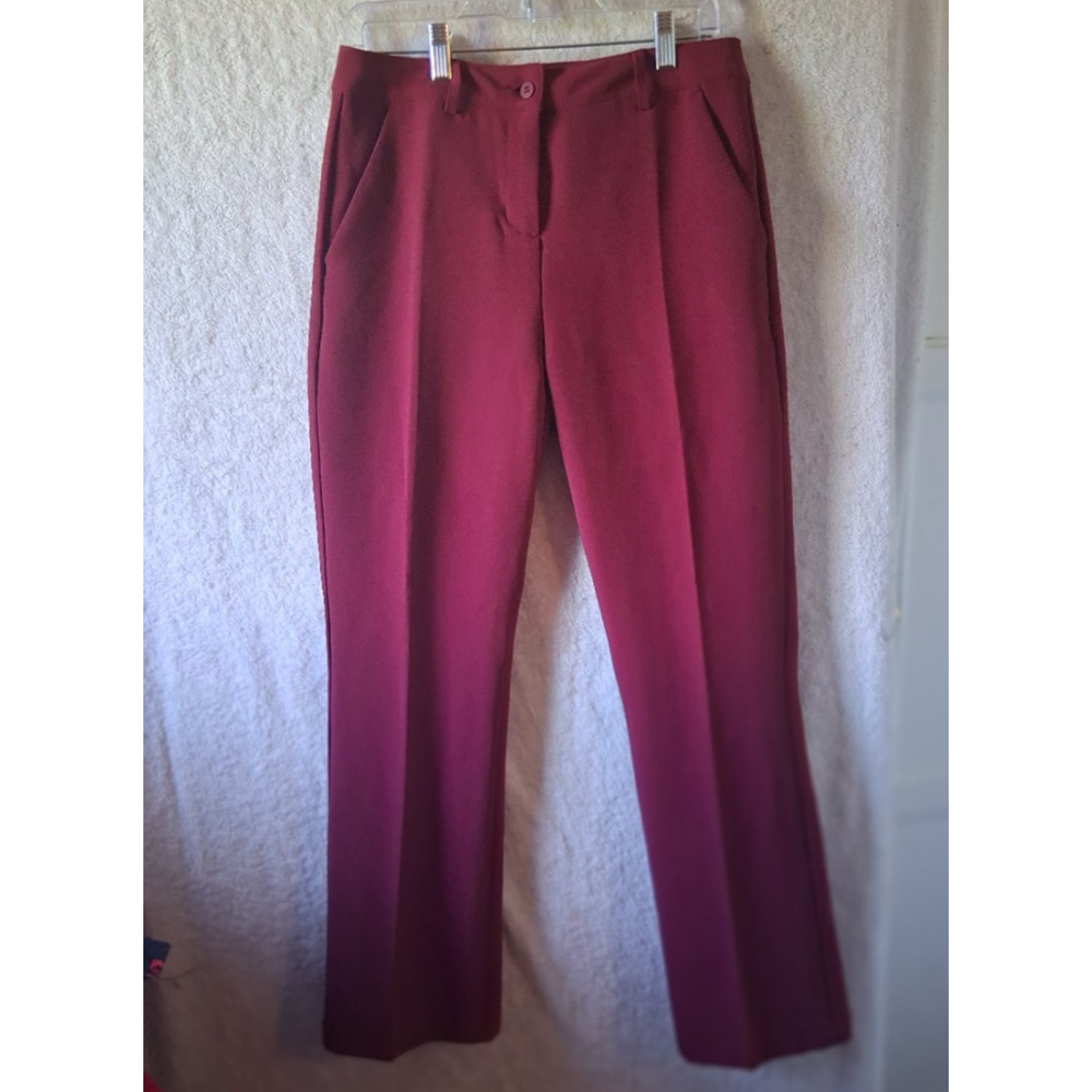 Hunter & Brown Burgundy High-Rise Straight Leg Dress Pants – Women's Size Large